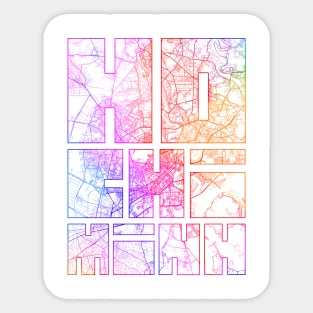 Ho Chi Minh, Vietnam City Map Typography - Colorful Sticker